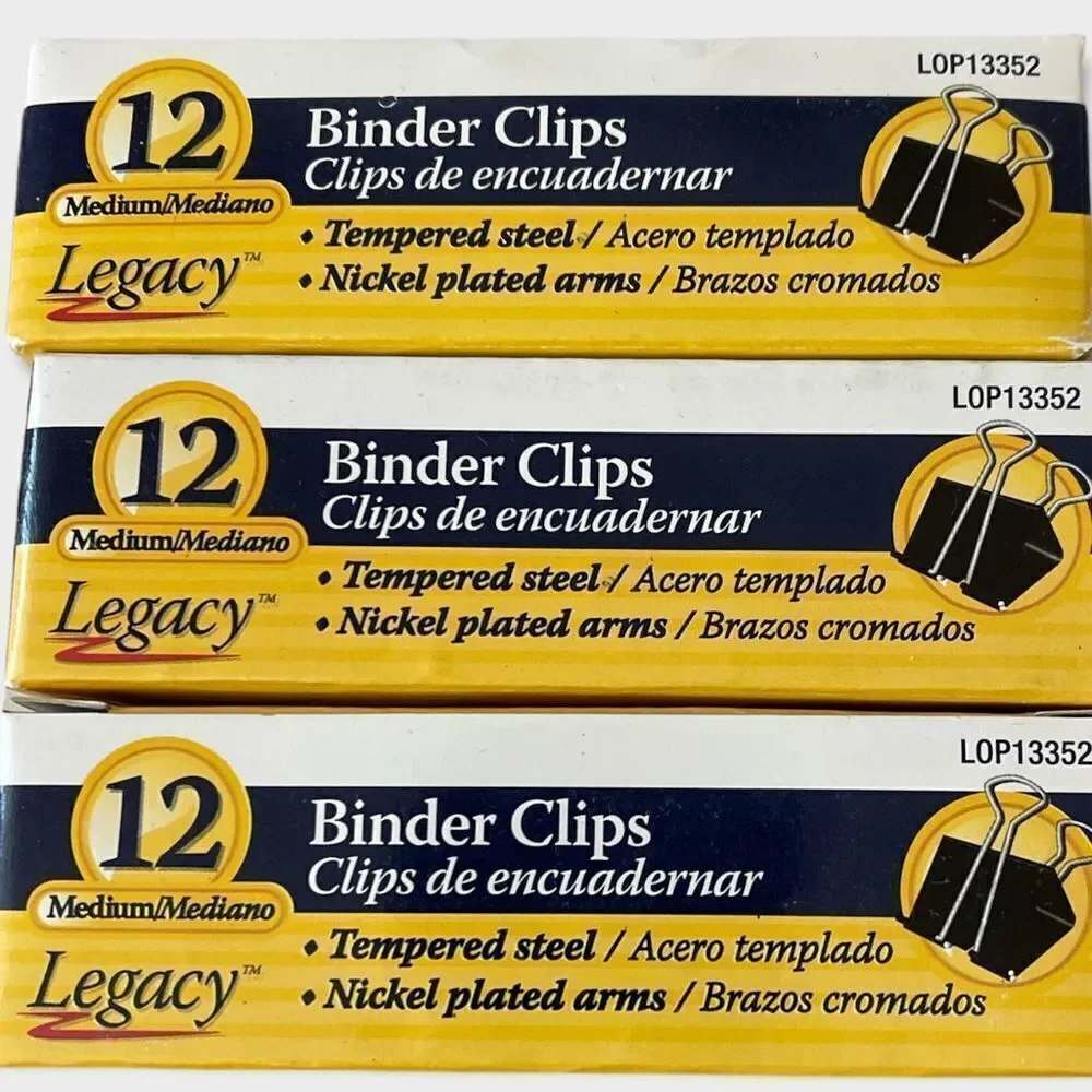 3 Boxes Legacy Binder Clips 12 each box - Size Medium